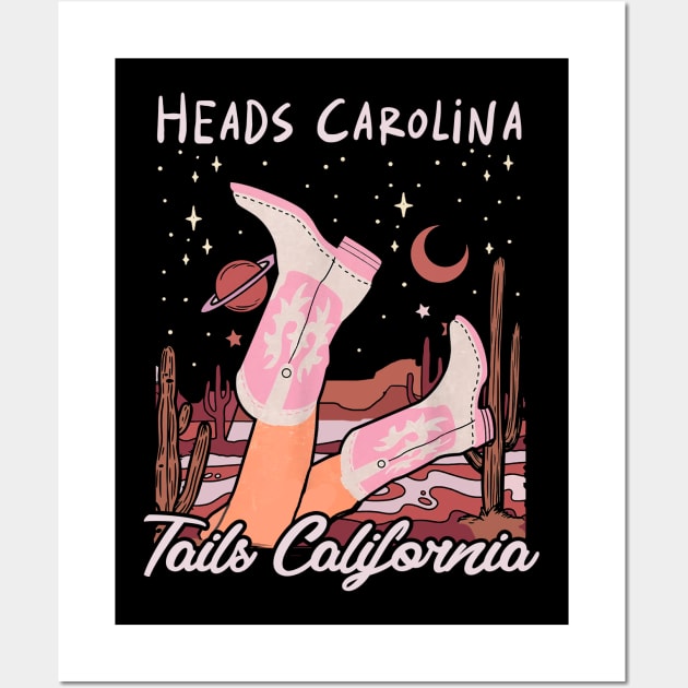 Heads Carolina, Tails California Desert Cowgirl Boot Wall Art by GodeleineBesnard